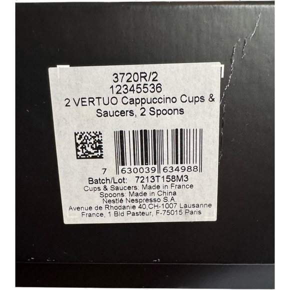 Nespresso Vertuo Cappuccino Set – 2 Cups, 2 Saucers, 2 Spoons – New in Box - Picture 8 of 8